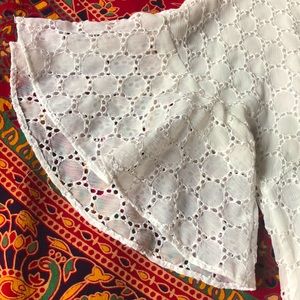 Eyelet lace boho semi sheer top